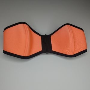 Triangl strapless zip up swim top orange